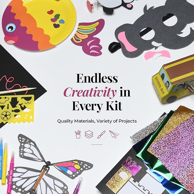 20 Arts & Crafts Kit for Kids, All-Inclusive, No Mess Craft Kits & Supplies for Boys & Girls – DIY Creative Activity, Easy Step-by-Step Guide, Individually Packaged Crafts, Christmas Gift, Travel Gift-CubbioJoy