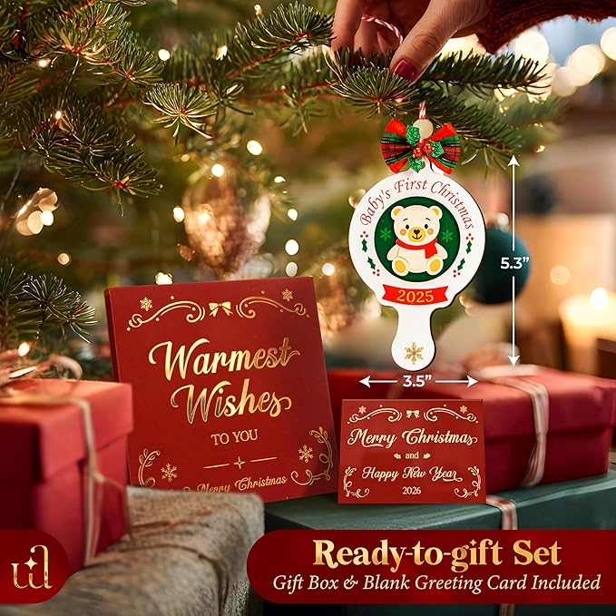 Baby First Christmas Ornament 2025 for Girl Boy - Baby's 1st for Parents, Gingerbread Newborn Ornament Keepsake Babys First Xmas Ornaments for Xmas Tree Decorations-CubbioJoy