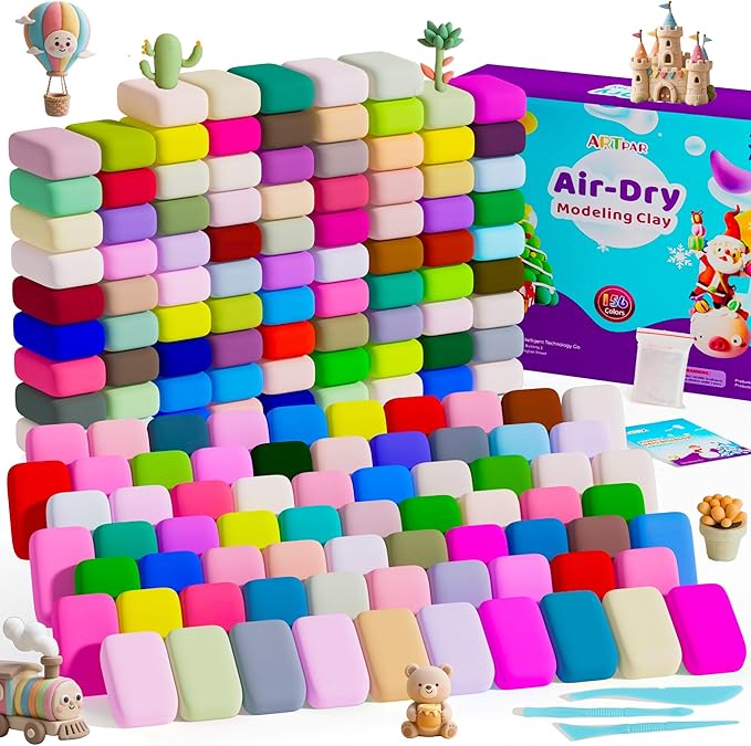 A‌RTPAR Air Dry Clay 156 Colors,Modeling Magic Clay for Kids Bulk Kit, Soft & Non Sticky,Non-Toxic Art and Crafts Supplies for Classroom Projects, Creative Toys Family Party Games for Boys & Girls-CubbioJoy