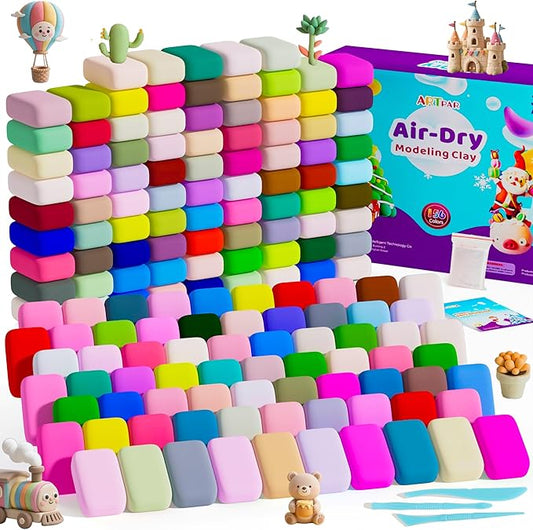 A‌RTPAR Air Dry Clay 156 Colors,Modeling Magic Clay for Kids Bulk Kit, Soft & Non Sticky,Non-Toxic Art and Crafts Supplies for Classroom Projects, Creative Toys Family Party Games for Boys & Girls-CubbioJoy