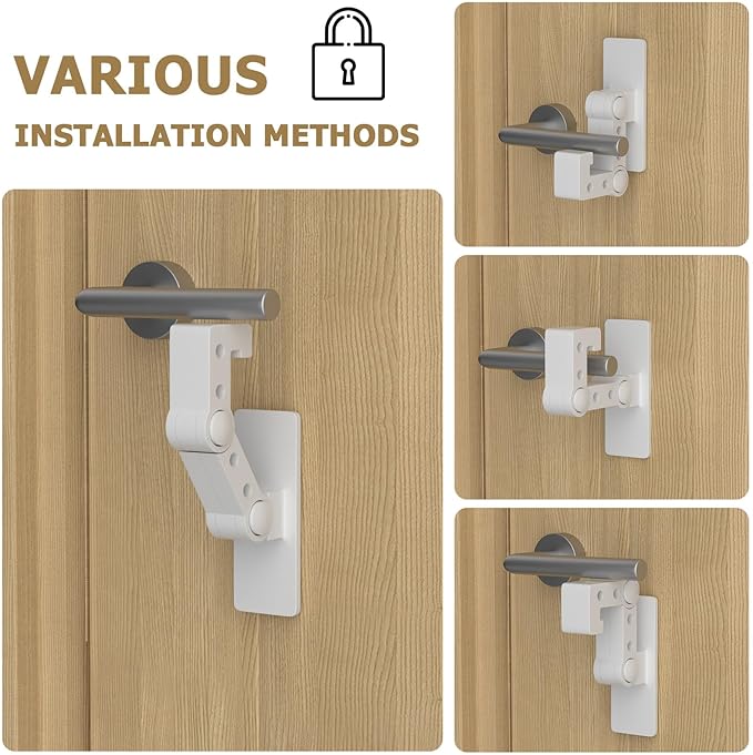 Child Proof Door Lever Lock - Door Locks for Kids Safety - Door Knob Child Proof - Baby Proofing 3M Adhesive - Door Handle Child Proof - White Baby Safety Locks for Toddlers - 2 Pack-CubbioJoy
