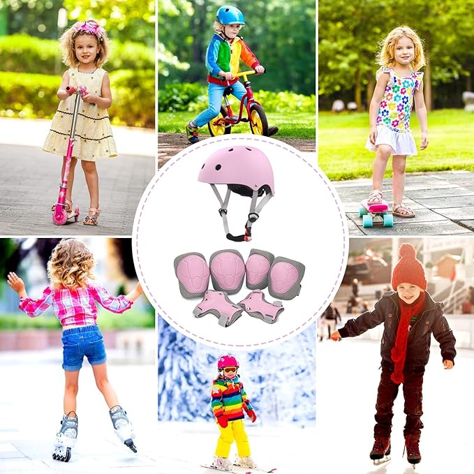 Kids Bike Helmet and Pads Set for Ages 2–14, CPSC Certified Adjustable Helmet with Knee Elbow Wrist Guards, for Skateboard, Scooter, Skating, Rollerblading, Multi-Sport Protective Gear-CubbioJoy