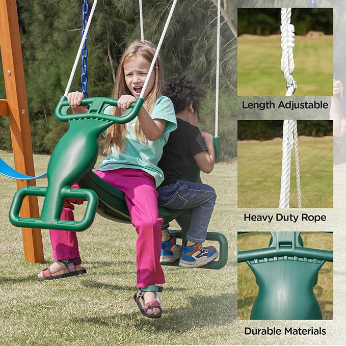 DIY Swing Sets for Backyard, Wooden Playground Sets with Glider Swing and 2 Belt Swings, Kids Outdoor Play Equipment, Outdoor Playset-CubbioJoy