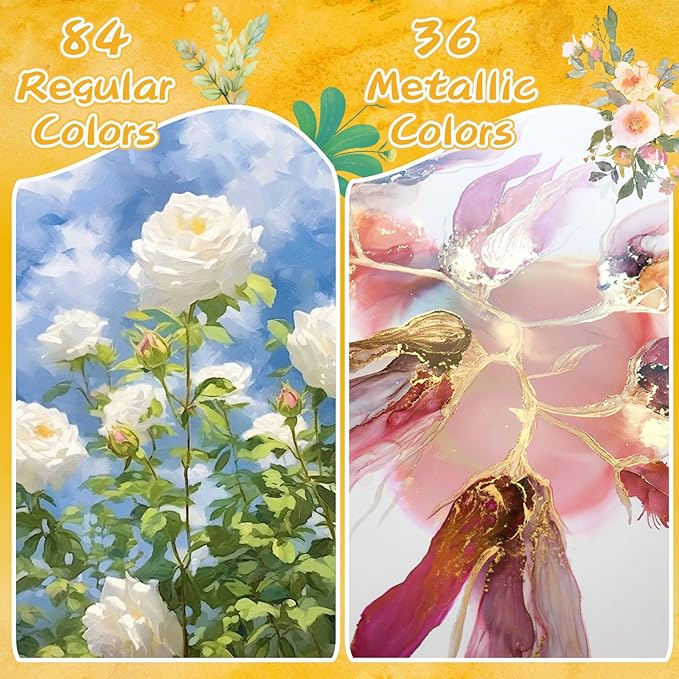 Caliart Watercolor Paint Set, 128 Colors with 4 Brushes Metallic Color Palette Kit, Portable Travel Watercolors Painting Gifts for Adults Kids Teen Girls Boys Art Supplies-CubbioJoy