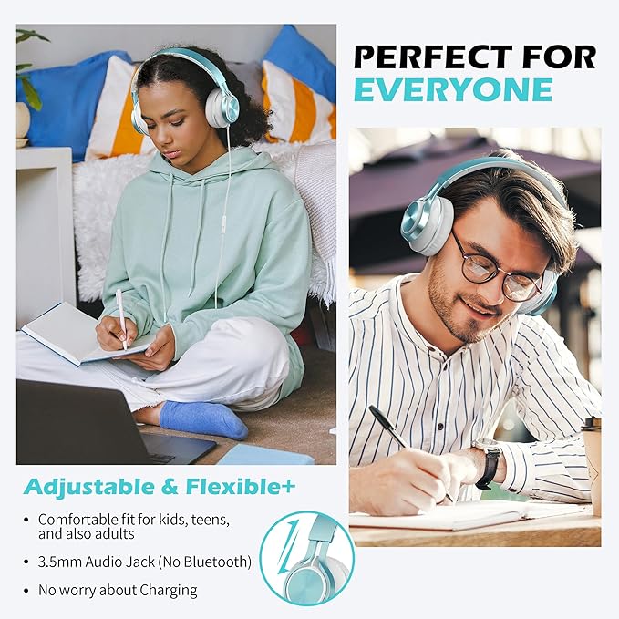 AILIHEN C8 Headphones Wired, On-Ear Headphones with Microphone and Volume Control, Corded 3.5mm Headset for Boys Girl School Smartphones Chromebook Laptop Computer Tablets Airplane Travel (Lime Green)-CubbioJoy