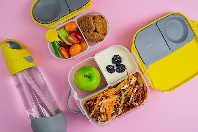 b.box Snack Containers for Kids, Toddler Snack Box Container, Reusable Small Bento Box for Lunch, School & Travel, Leak Proof, BPA free, Dishwasher Safe, Ages 4 months+ (Lemon Sherbet, 12oz capacity)-CubbioJoy