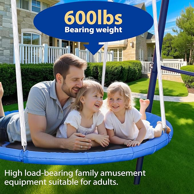 50-Inch Saucer Swing for Kids & Adults - Heavy-Duty 600 lbs Capacity, Indoor & Outdoor Use, Easy Assembly, for Outdoor Fun & Autism Relaxation-CubbioJoy