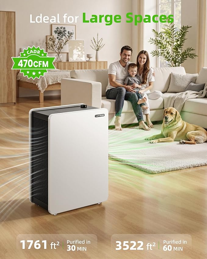 Air Purifier for Large Room: True HEPA Air Filter for Allergies Pets Asthma Smoke Air Cleaner - 3522 Sq Ft Coverage Removes 99.9% of Dust Pet Dander Mold Odors Pollen-CubbioJoy