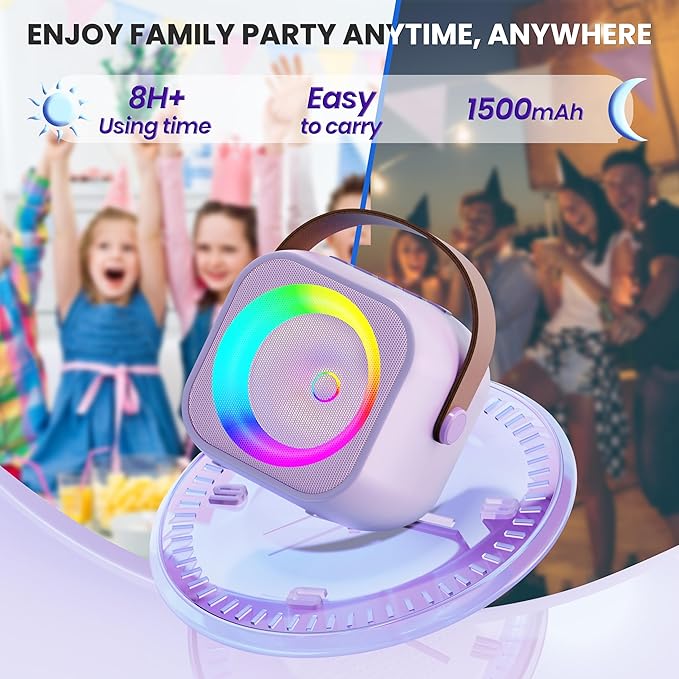 Karaoke Machine for Kids Toys for 4-12+ Year Old, Mini Portable Bluetooth Speaker with 2 Wireless Microphones, Birthday Party for Girls Boys-CubbioJoy