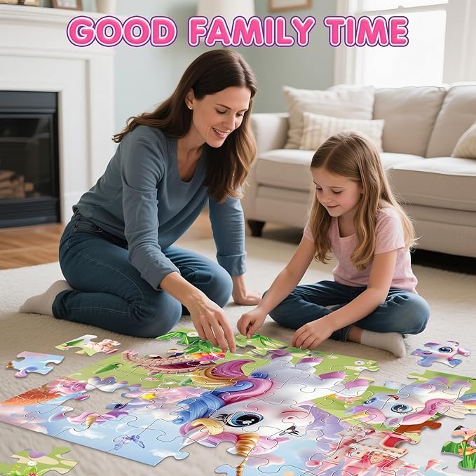 Jumbo Floor Puzzle for Kids,48 Piece Unicorn Large Jigsaw Puzzles,Puzzle for Toddler Ages 3-5,Fun Educational Preschool Learning Toy Gift for Boys & Girls Ages 4-8-CubbioJoy