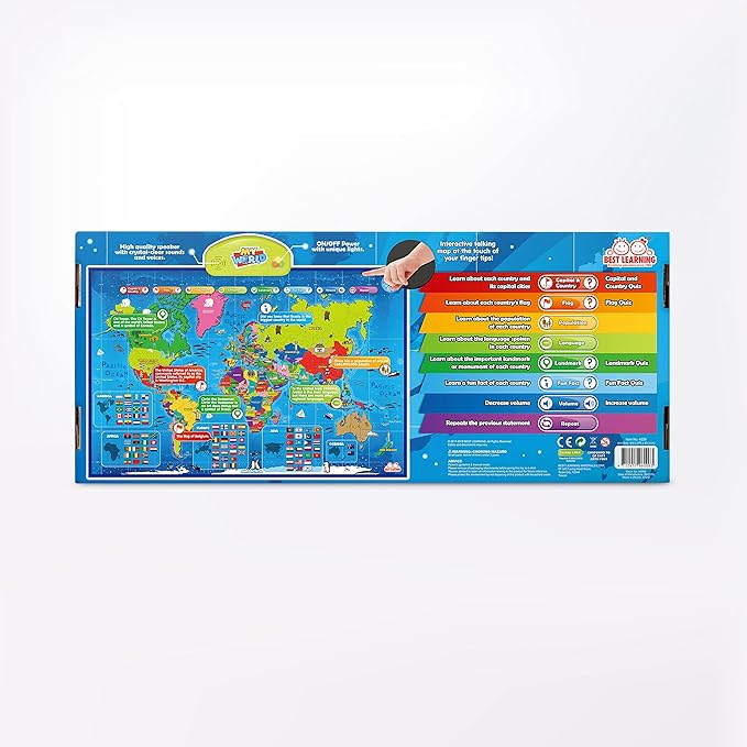 BEST LEARNING i-Poster My World Interactive Map - Educational Talking Toy for Kids of Ages 5 to 12 Years Old-CubbioJoy