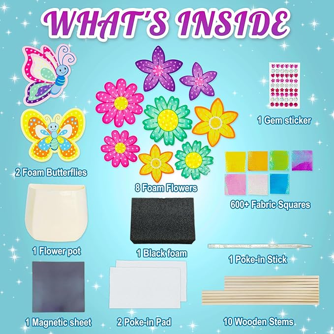 AGENTLAN Art & Craft Activity, Poke Fun Flower Bouquet Craft Kit, Fun & Easy Art Kits for Kids, DIY Garden Kids Activities, Gifts for Girls and Boys 3 4 5 6 7 8 9-CubbioJoy