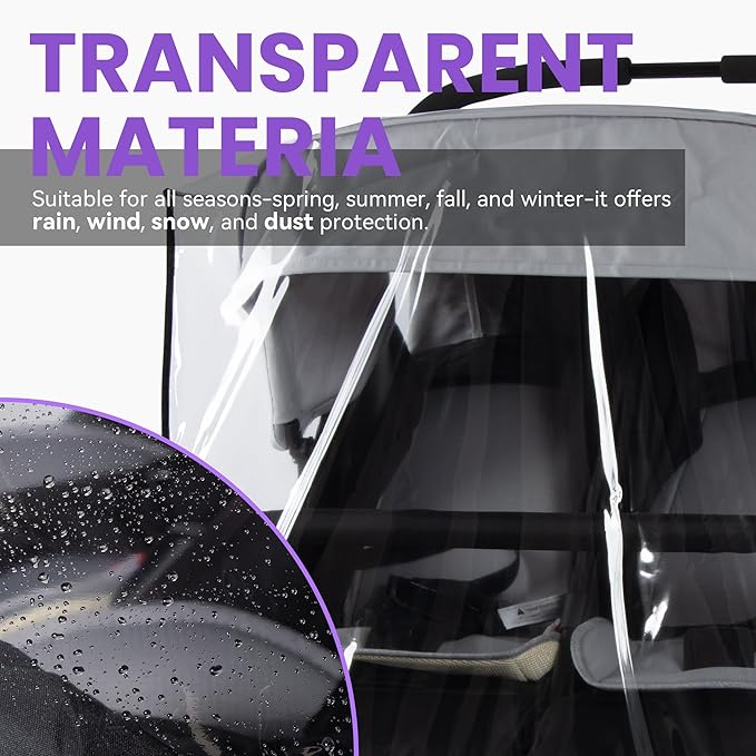 bemece Double Stroller Rain Cover, Weather Shield Double Stroller for Side by Side Seats Twin Stroller, Baby Outdoor Activities Accessories, Protects Children from Rain, Snow, Wind-CubbioJoy