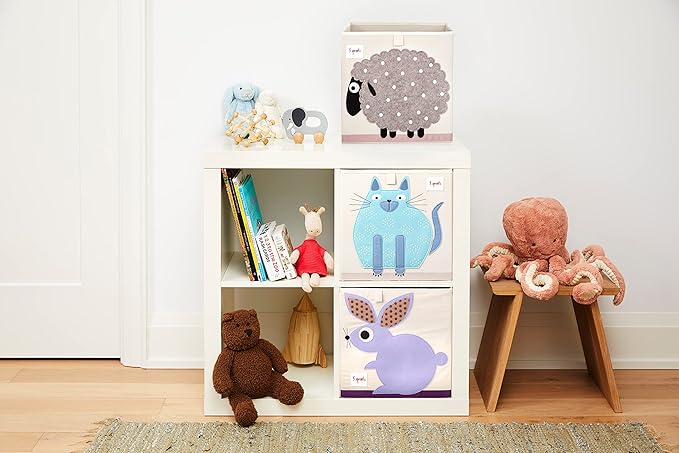 3 Sprouts Toy Storage Organizer: Toy Box Cube Organizer for Playroom, Nursery - Foldable Storage Bin - Cat-CubbioJoy