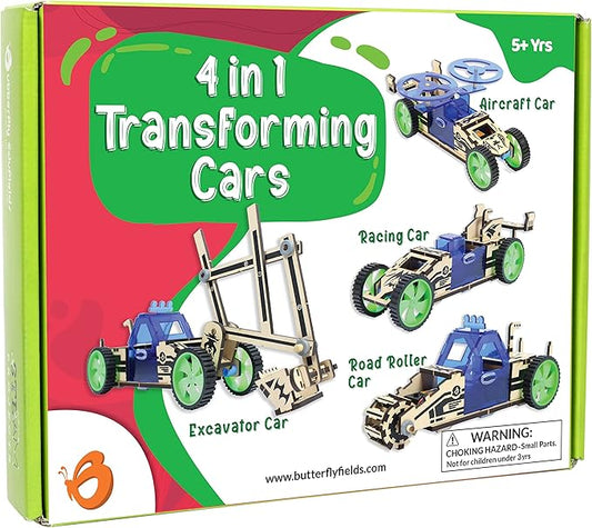 ButterflyEdufields 4in1 STEM Building Car Kits for Kids - DIY 3D Wooden Puzzle Toys, Educational STEM Gifts for Ages 6 to 12-CubbioJoy