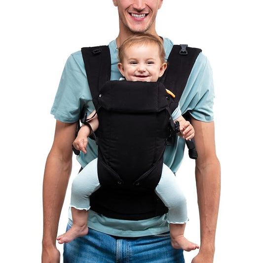 Beco Gemini Baby Carrier from Newborn to Toddler - Certified Ergonomic Newborn Baby Carrier for Infants and Children of 7-35 lbs - M Shape, Adjustable Seat, 100% Cotton (Metro Black)-CubbioJoy