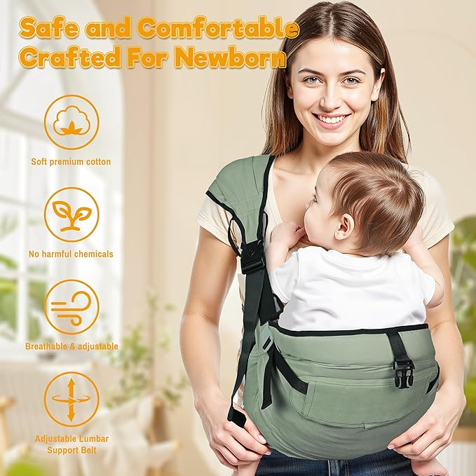 Baby Carrier Newborn to Toddler,Adjustable Baby Sling Carrier,Comfortable and Lightweight Toddler Carrier for 25-60 lbs,Ideal for Shopping Travelling-CubbioJoy