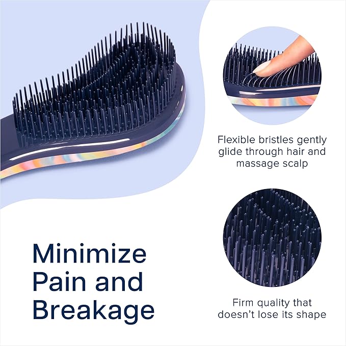 Crave Naturals Glide Thru Hair Brush - Detangler Brush for Curly, Straight, Wet or Dry Hair - Gentle Detangling Brushes for Adults, Kids, Toddlers - Hair Accessories for Women - 7.5x3 Soft Hazy Swirl-CubbioJoy