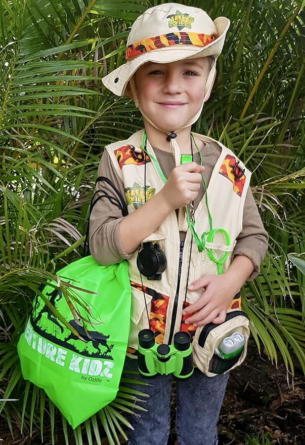 Adventure Kidz Outdoor Exploration Kit, Children’s Binoculars with Case, Flashlight, Compass, Whistle, Magnifying Glass, Backpack. Great Kids Gift Set for Camping, Hiking, STEM and Pretend Play-CubbioJoy