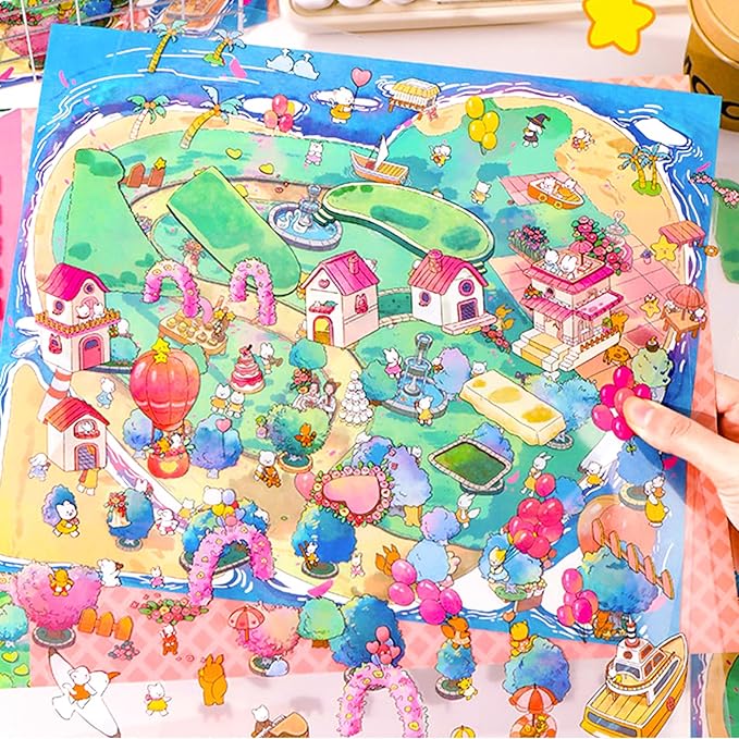 DIY 3D Sticker Scene，Romantic Island Wedding Jumbo-Large, Reusable Sticker, Cute Sets for Free Combination, Waterproof for Anywhere, Crafts Party Favors Birthday GIF-CubbioJoy