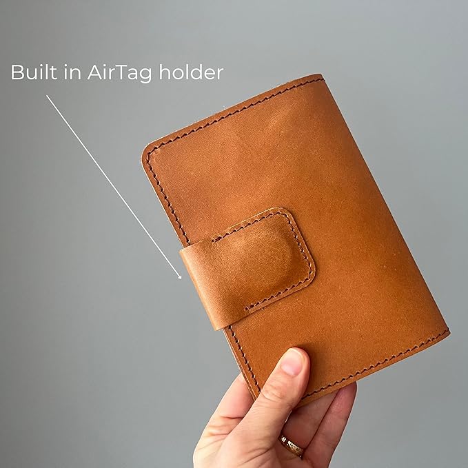 CITYSHEEP Passport Wallet With Airtag Slot - Family Holder for 4 Passports. Tan Color-CubbioJoy