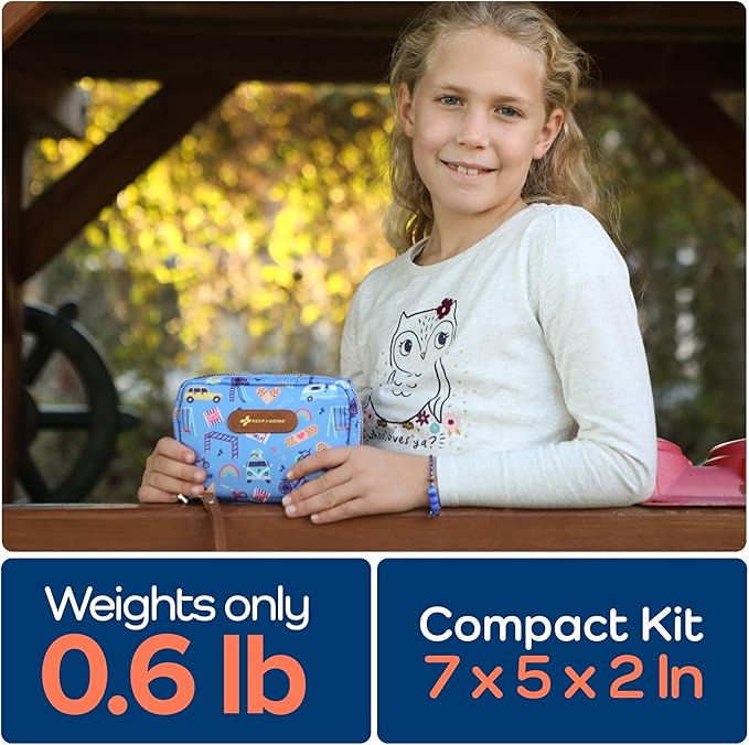 KeepGoing Travel First Aid Kit for Kids – 130 Pc. for Car, Home, Purse, Diaper Bag & Backpack with Latex-Free Bandages - Mini First Aid Kit Travel Size TSA-Approved-CubbioJoy