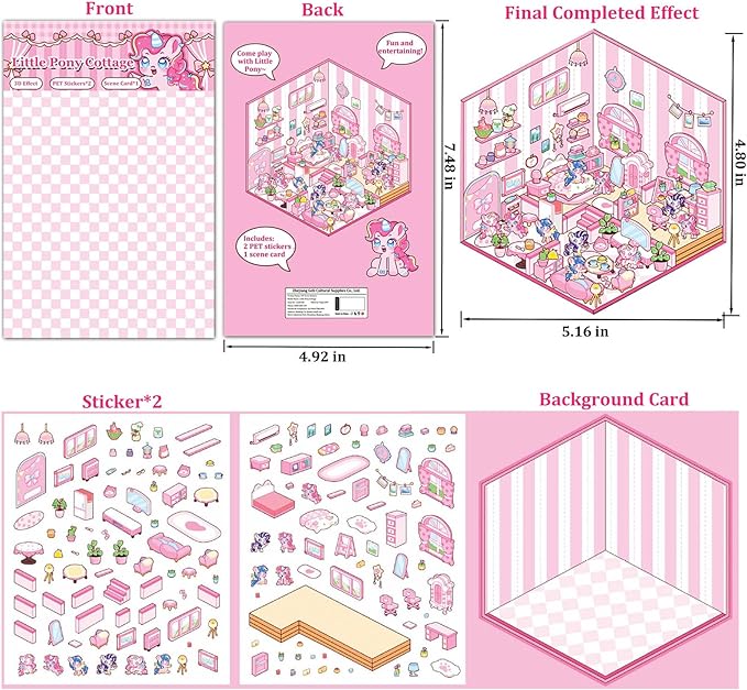 DIY 3D Sticker Scene 6 Sets of Stickers for Girls Make Your Own Mini Room Scene Stickers for Kids Cute Kawaii Sticker Therapy for Adult Relief Stress Pass The Time-CubbioJoy