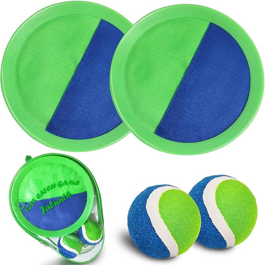 Jalunth Ball Catch Set Games Toss Paddle - Beach Toys Back Yard Lawn Outdoor Pool Backyard Camping Throw Age 3 4 5 6 7 8 9 10 11 12 Years Old Boys Girls Kids Adults Family Outside Easter Gifts Green-CubbioJoy