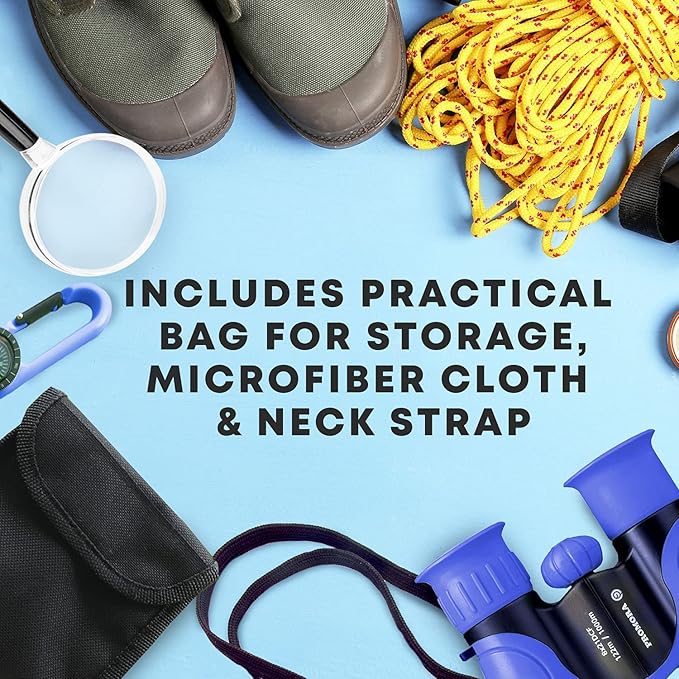 Binoculars for Kids for Toddler - for Little Boys and Girls – Extensive Set Incl. Magnifying Glass & Compass – Powerful Magnification 8X21 – 3 to 12 Year Old Kids-CubbioJoy