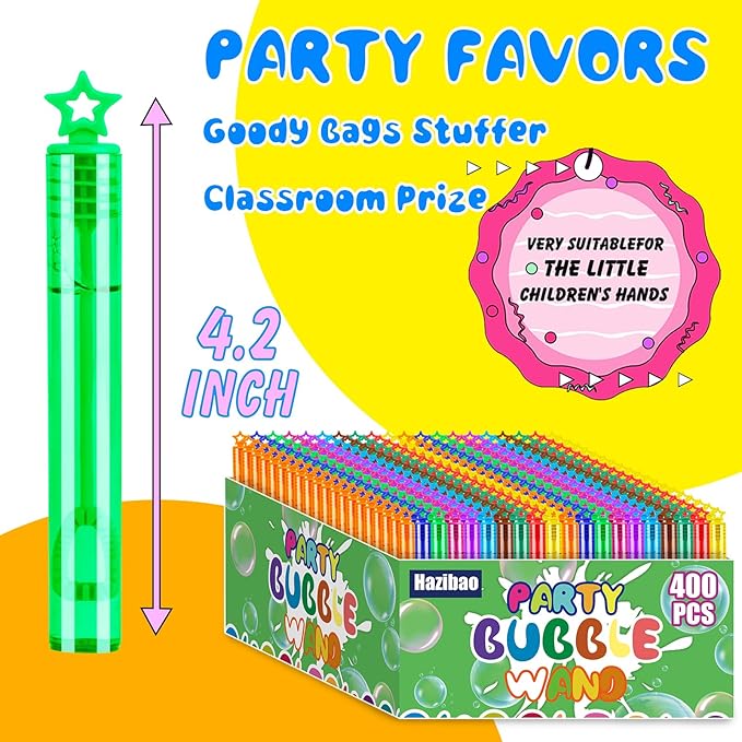 400 Pack 10 Colors Bulk Bubble Wands,Party Favors Bubbles Wand for Kids,Perfect for Summer Outdoor Toys,Goody Bags Stuffer Bubbles,Carnival Prize,Birthday,Wedding,Classroom-CubbioJoy