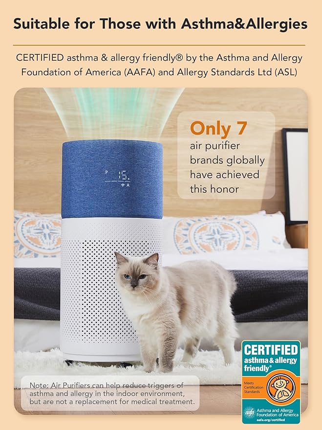 CleanForce Rainbow H13 True HEPA Air Purifier for Home Large Room, Bedroom, up to 2550sqft, Smart App-Control air Quality Monitor, Filters dust Pollen Smoke Odor VOCs-CubbioJoy