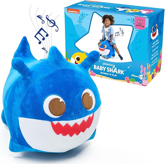 JITTERYGIT Baby Shark Bouncy Animal Plush - Daddy Shark Official Nickelodeon Music & Sing Toy - Christmas & Birthday Gifts for Kids & Toddlers (Boys & Girls) Ages 2-4 Years Old (Blue)-CubbioJoy