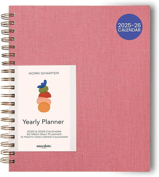 Anecdote Planner 2026 (8.5" x 10") Spiral Yearly Planner - 2026 Planner Weekly and Daily - Features a Library Buckram Cover, Brass and A4 Size Bleed-Resistant Paper - Organize All 52 Weeks. Start Anytime – Blossom-CubbioJoy