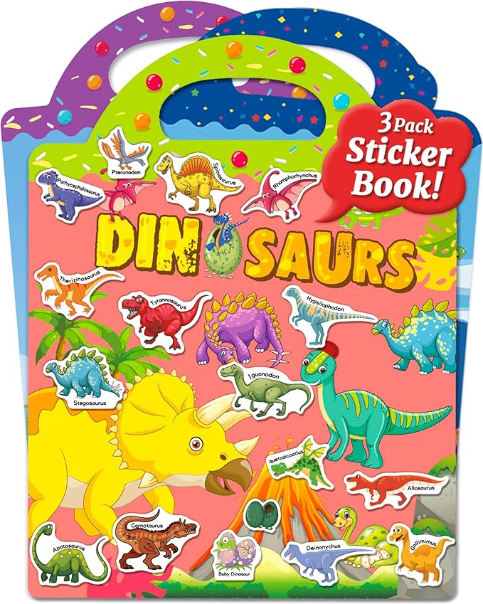 Benresive Reusable Sticker Books for Kids 2-4, Sticker Books for Toddlers 1-3 2-4, Toddler Travel Toys Activities Crafts Gifts - Ocean, Fairy and Dinosaur-CubbioJoy