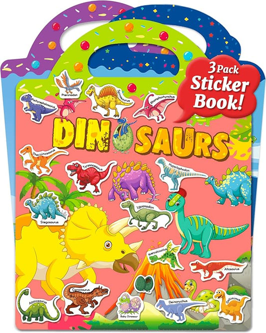 Benresive Reusable Sticker Books for Kids 2-4, Sticker Books for Toddlers 1-3 2-4, Toddler Travel Toys Activities Crafts Gifts - Ocean, Fairy and Dinosaur-CubbioJoy