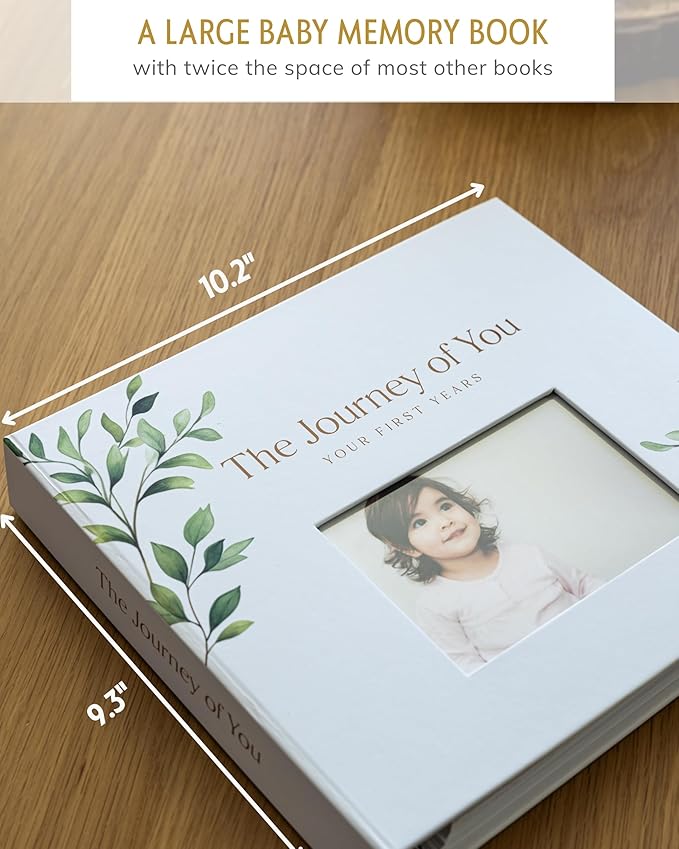 Baby's First 5 Year Book for Girl or Boy - Gender Neutral Green Meadow Nature Keepsake Memory Journal - Newborn Photo Album Milestone Scrapbook - Baby Registry and Gender Reveal Gift for Parents to Be-CubbioJoy