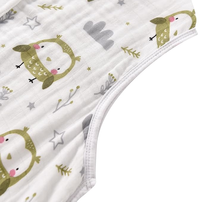 Baby Sleep Sack 2-4 T Baby Wearable Blanket 100% Organic Cotton 0.5 TOG Toddler Sleeping Sack 2- Way Zipper Soft Lightweight X-Large Owl-CubbioJoy
