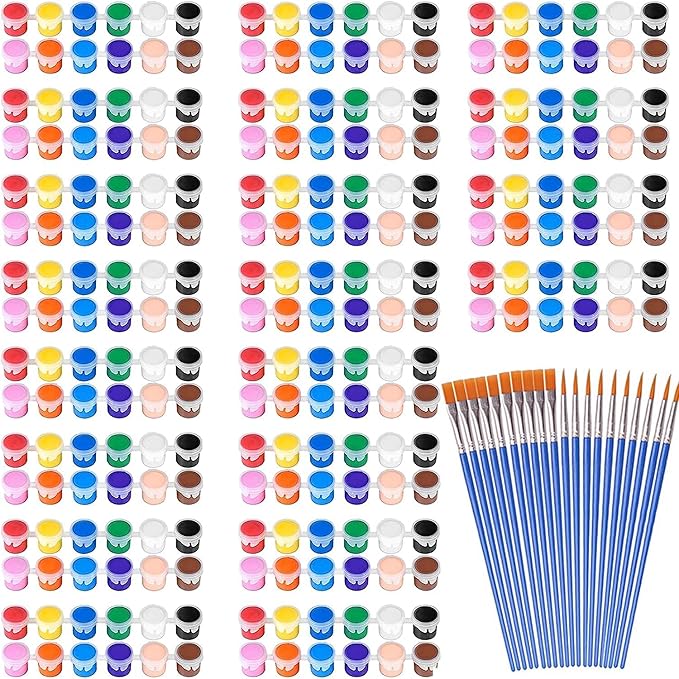 280 Pcs Washable Acrylic Paint for Kids Arts and Crafts, 20 Gouache Watercolor Paint Sets of 12 Colors for Party Classroom Painting Supplies, 20 Flat and 20 Pointed Brushes-CubbioJoy