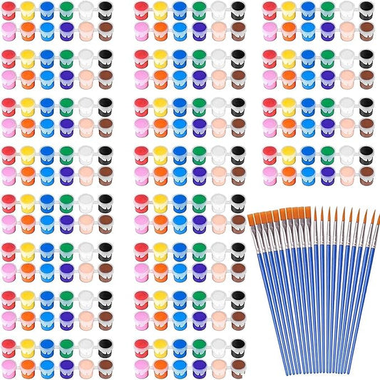 280 Pcs Washable Acrylic Paint for Kids Arts and Crafts, 20 Gouache Watercolor Paint Sets of 12 Colors for Party Classroom Painting Supplies, 20 Flat and 20 Pointed Brushes-CubbioJoy
