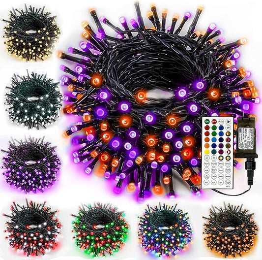 Albelt Smart Color Changing Halloween Lights, Christmas Decoration Lights with Remote & Timer, 66 FT 200 LED RGB Twinkle Fairy String Light Waterproof for Indoor Outdoor Fall Xmas Tree Decor-CubbioJoy