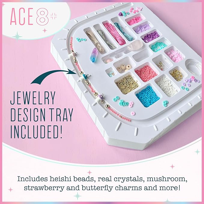 Bright Stripes Wish*Craft Mystical Jewelry Studio – Bracelet Making Kit with Heishi Beads, Real Crystals & Handcrafted Gemstones for Unique Jewelry Designs & Trendy Accessories-CubbioJoy