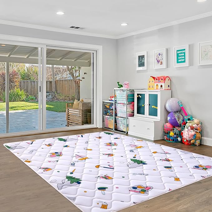 Baby Play Mat - 79" X 71",Premium Thicker Foam One-Piece Crawling Mat, Machine Washable, Extra Large Anti-Slip Activity Playmat for Babies, Toddlers & Infants-CubbioJoy