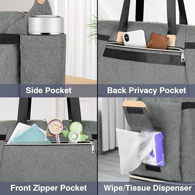 ITIEZY Diaper Bag Tote for Baby - Large Mommy Bag with Portable Changing Pad Pacifier Case, Hospital Bags Travel Baby Bag-CubbioJoy