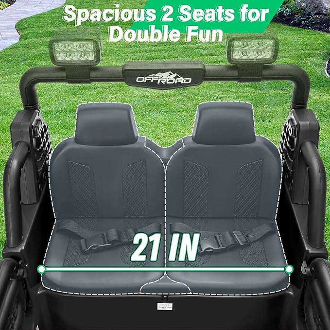 2 Seater Ride On Car Truck with Remote Control XL, Kids 24V Battery Powered Electric Vihicle w/21 in Seat, 3 Speeds, 2WD/4WD Switichable, Shock Absorbers,Bluetooth, Flower, Gift Choice-CubbioJoy