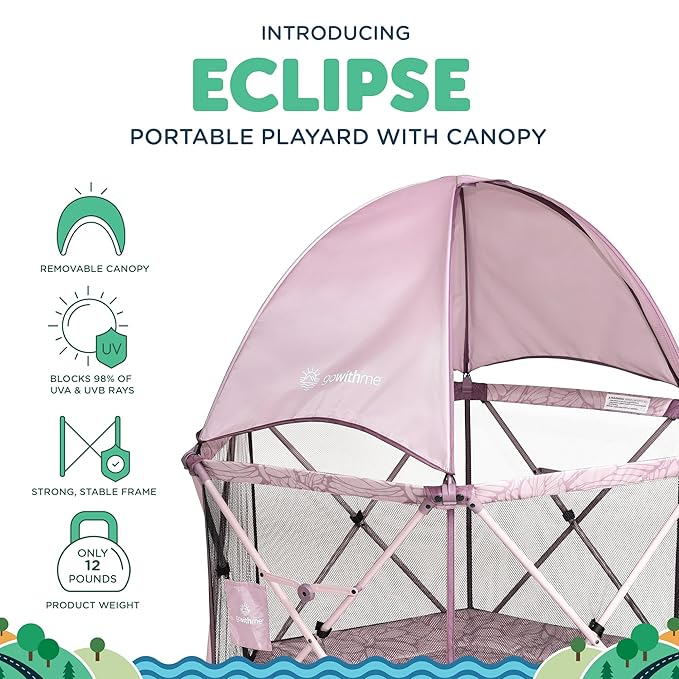 Baby Delight Go with Me Eclipse Deluxe Portable Playard | Playpen | Sun Canopy | Indoor and Outdoor | Ultra Padded Nylon Floor | Canyon Rose-CubbioJoy