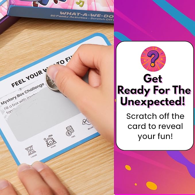 50 Family Activities - Adventure Scratch Off Cards - Family Date Night Ideas - Gift Basket Games for Kids and Adults - Surprise Book of Fun Challenge - Experience Gift for Kids-CubbioJoy