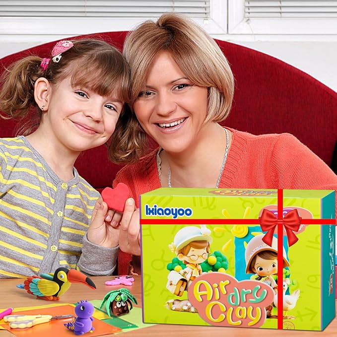 Air Dry Clay for Kids, 60 Colors Molding Magic Clay, Safe & Non-Toxic, DIY Model Arts & Crafts Kit with Sculpting Tools, Birthday&Christmas Gift for Age 3-12 Years Old Girls & Boys Kids-CubbioJoy