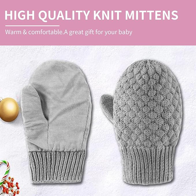 Baby Knit Mittens Toddler Boys Girls Gloves Winter Infant Newborn No Scratch Mitten 0-3 Years-CubbioJoy