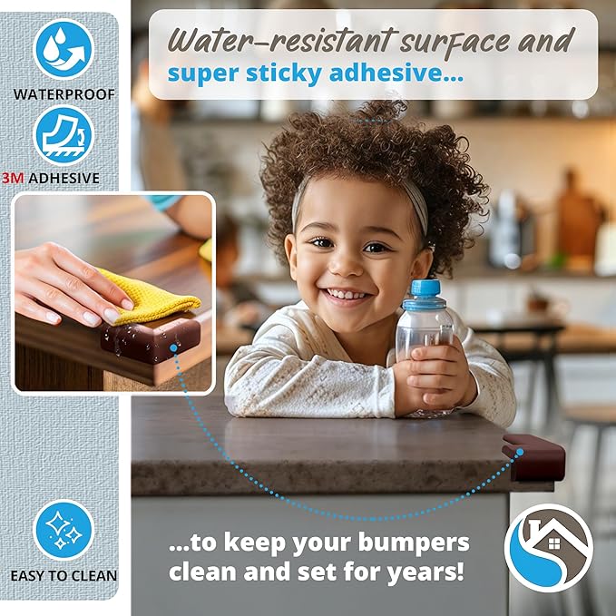 8-Pack Corner Protectors Baby Proof, Furniture Corner and Edge Safety Bumpers, Soft Rubber Foam Cushion Covers, 3M Taped Corner Guards, Baby Child Proofing Pads, Table Corner Protectors, Brown-CubbioJoy