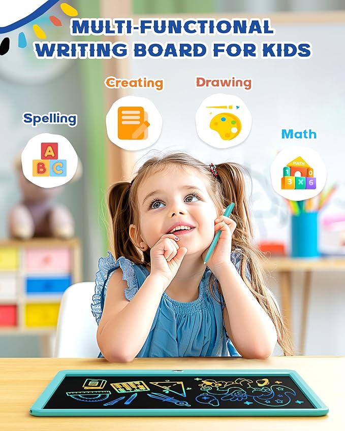 Bravokids 15 Inch LCD Writing Tablet for 3 Year Olds - Electronic Drawing Pad and Doodle Board as Educational Birthday Gifts for Girls and Boys (Blue)-CubbioJoy